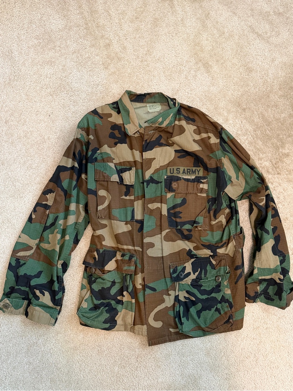 Vintage US Military M81 Woodland Camo BDU Jacket Field Shirt Medium Regular NSN